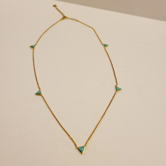 kvbijou Tiny Triangle Gold / Turquoise Necklace 16-18" - Picture 4 of 7